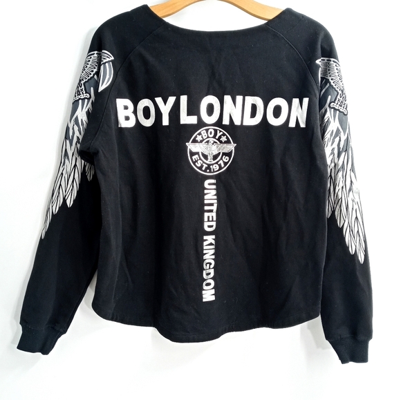 Boy‎ London Bird Silver Graphic Black Sweatshirt - Picture 4 of 9